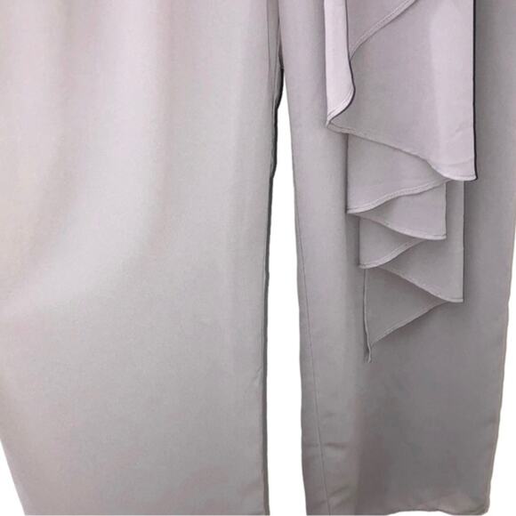 Lavish Alice Pleated Asymmetric Wide Leg Jumpsuit in Blue Gray Size 4 - Picture 7 of 11